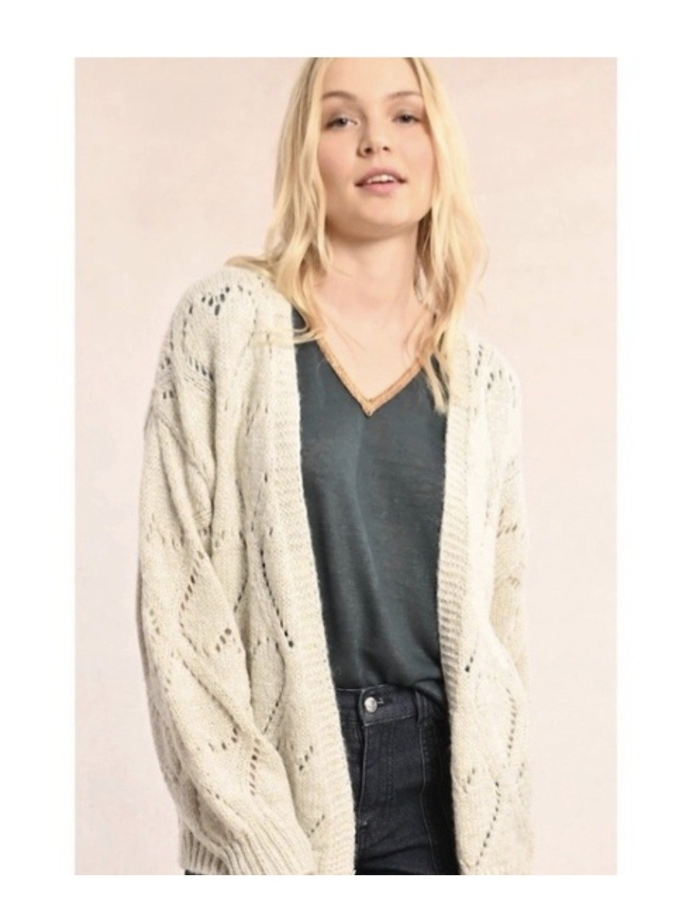NEW Molly Bracken Cream Knit 🩷 HEART Cardigan